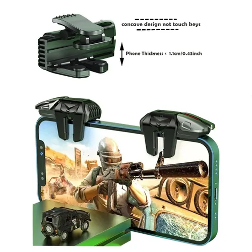 Vista 2 de rinsfox Fox Game Triggers With Finger Sleevs, Mobile Game Controllers 6 Finger, Plug and Play Gaming Trigger for iOS and Android