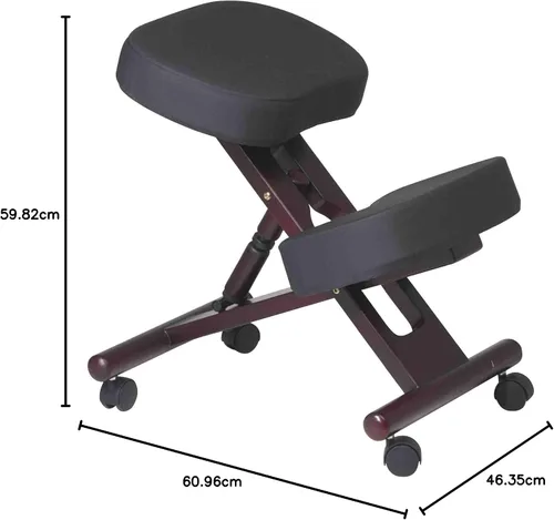 Vista 4 de Office Star KC Series - Rodillera ajustable ergonómicamente con acolchado de espuma viscoelástica y ruedas, base de madera con acabado de caoba