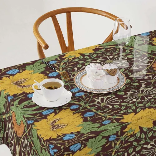 Vista 332 de Mantel Floral Retro de Pájaros, Diseño Original Bohemio William Morris Estampado Cubierta de Mesa para Hogar Picnic Fiesta Comedor Cocina William