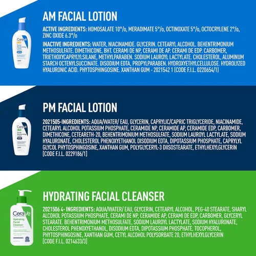 Vista 7 de CeraVe Rutina de Cuidado Facial AM Hidratante con SPF, PM Hidratante Facial y Limpiador Facial Hidratante para Mañana y Noche Artículos de Aseo