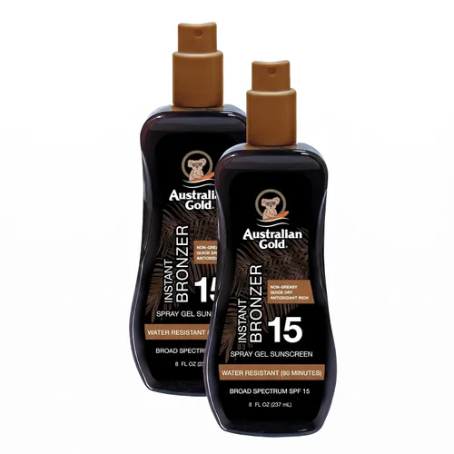 Vista 7 de Australian Gold Spray Gel Protector Solar con Bronceador Instantáneo SPF 15, 8 Onzas Hidrata y Humecta la Piel Espectro Amplio Resistente al