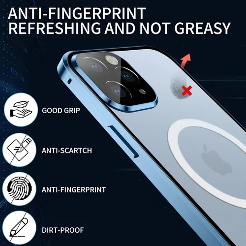Vista 5 de Funda para iPhone 13 Pro, compatible con Magsafe funda de protección de cuerpo completo de 360 grados, parachoques magnético de metal de atracción +