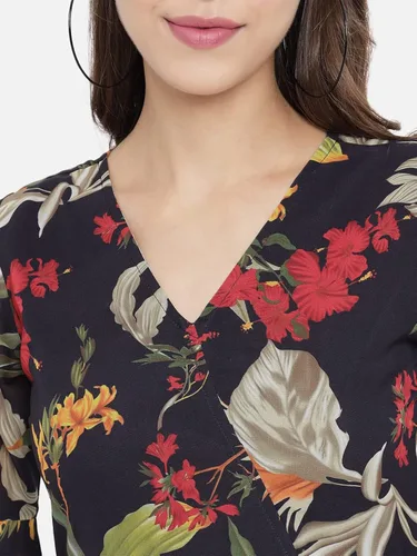 Vista 4 de Multicolor Floral Georgette Vestido Midi