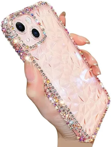 Vista 4 de Casechics Funda compatible con iPhone, funda de lujo con purpurina y diamantes brillantes, protección para lente de cámara, transparente, suave, a
