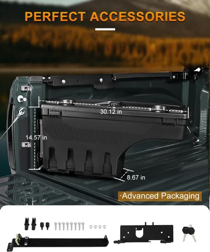 Vista 5 de ROADFAR Caja de almacenamiento de repuesto para caja de camioneta del lado izquierdo del conductor para NISSAN Frontier 2004-2020, para NISSAN Titan