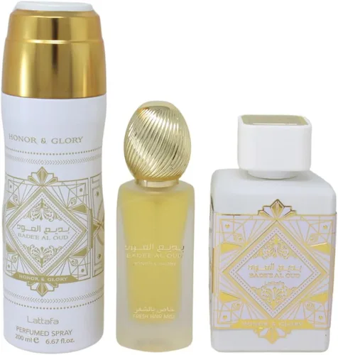 Vista 3 de Lattafa Badee Al Oud Honor & Glory 3.4 Edp M+1.7 Hair Mist+6.7 Body/Spray (128612)