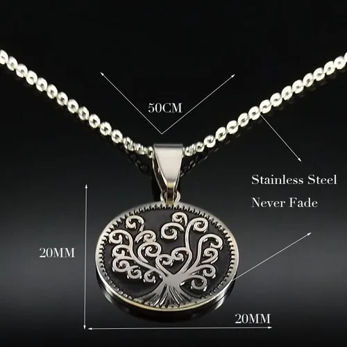 Vista 6 de 2024 Tree of Life Stainless Steel Necklaces for Women Silver Color Necklaces Pendants Jewellery Bisuteria