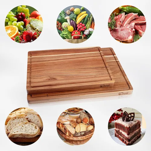 Vista 6 de GAOMON Tabla de cortar de madera extra grande de acacia, bloque de carnicero de 1.5 pulgadas de grosor, bloque de cocina de madera reversible, tabla