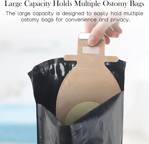Vista 3 de Bolsas de eliminación de bolsas de ostomía, suministros de colostomía, alto sellado, evita olores y fugas, bolsas de eliminación de diseño