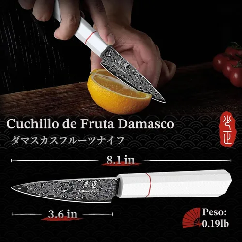 Vista 5 de DRGSKL Cuchillo de fruta de Damasco de 3.5 pulgadas - Cuchillo de pelar