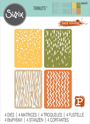 Vista 3 de Sizzix Thinlits - Juego de troqueles de 4 piezas Infinite Doodles #2 666524 Troqueles de metal de corte fino para álbumes de recortes, relieve