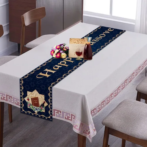 Vista 7 de Camino de mesa de feliz Pascua Pesaj Estrella de David Festival Judío Festividad Fiesta Hogar Cocina Comedor Mesa Decoración (13 x 72 pulgadas)