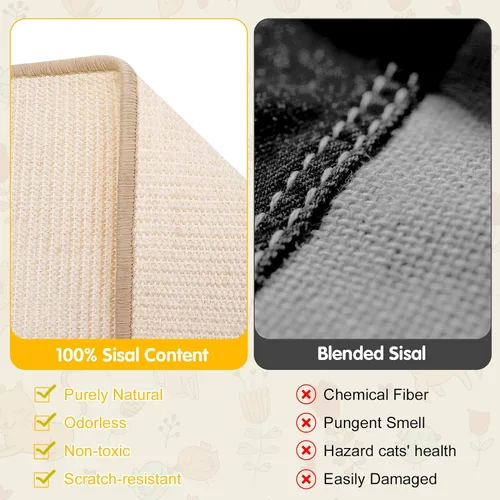 Vista 5 de Cama rascador para gatos, hamaca de sisal para gatos de interior, silla de sisal, tapete rascador para gatos grandes, muebles de madera para gatos