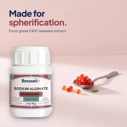 Vista 2 de Benosen Polvo de alginato de sodio 4 oz (114 g) – Extracto de algas marinas de grado alimenticio para esferificación y gastronomía molecular