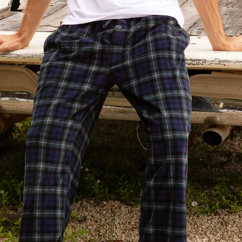 Vista 5 de Alexander Del Rossa Paquete de 2 pantalones de pijama de franela a cuadros para hombre, pantalones de pijama de felpa suave