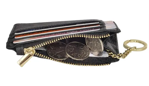 Vista 6 de Monedero delgado con bloqueo RFID, con bolsillo frontal para monedas, tarjetero, para mujer