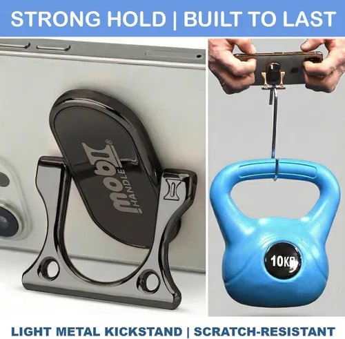 Vista 5 de Soporte de anillo para teléfono con mango de 3 dedos, cómodo y delgado, de metal duradero, ideal para soportes magnéticos de auto 4 en 1 Negro