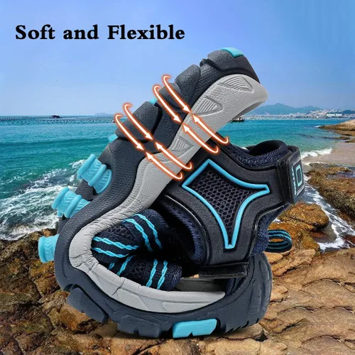 Vista 6 de JMFCHI FASHION Sandalias deportivas para niños, sandalias para exteriores, senderismo, atléticas, puntera cerrada, sandalias de playa para niñas
