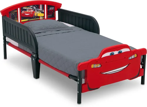 Vista 2 de Delta Children - Cama infantil con estribo 3D, Disney/Pixar Cars 3 y Delta Children Disney Minnie Mouse 6 cubos de diseño y almacenamiento