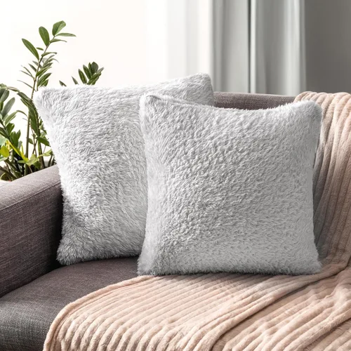 Vista 12 de PAVILIA Fundas de almohada esponjosas de color marfil crema, fundas de almohada decorativas para cama, sofá, funda de cojín de piel sintética suave