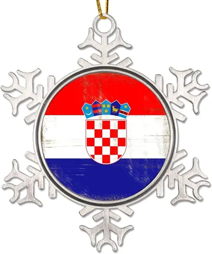 Vista 12 de Adorno de metal de copo de nieve de Canadá, recuerdo de Navidad, regalo de recuerdo patriótico, adorno colgante de Navidad, bandera nacional