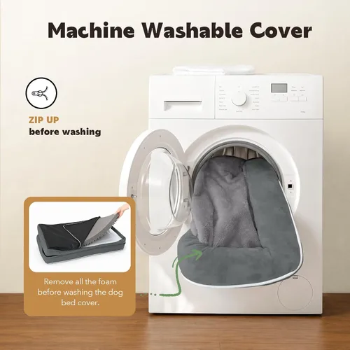 Vista 7 de MEKIY Cama ortopédica impermeable para perros, sofá para mascotas con cojín Gris oscuro