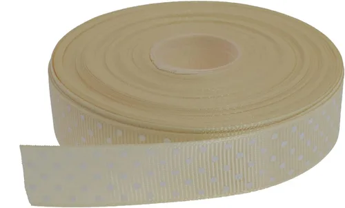 Vista 61 de Cinta de grogrén de lunares de 25 yardas cada rollo 100% poliéster (1 pulgada, beige)