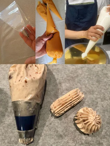 Vista 3 de Juego de bolsas y puntas de churro, 3 puntas de estrella francesa para Eclairs y 20 bolsas de pastelería desechables de 18 pulgadas