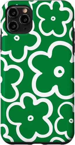 Vista 11 de Funda para iPhone 12 Pro Max con diseño de flores silvestres grandes, color verde y blanco