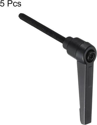 Vista 2 de uxcell 5 piezas de manija de palanca de sujeción ajustable M5 x 1.969 in de óxido negro métrico de acero al carbono macho roscado perillas de mano