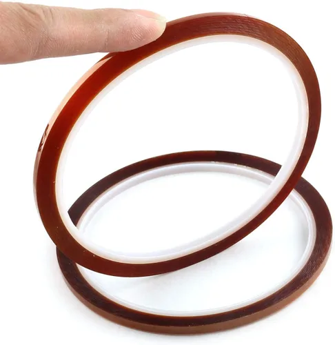 Vista 5 de E-outstanding 3 unids 1/8 "Tawny Polyimide Single Silicone Adhesive Tape 3mmx33m Cinta resistente a altas temperaturas para enmascarar, soldar