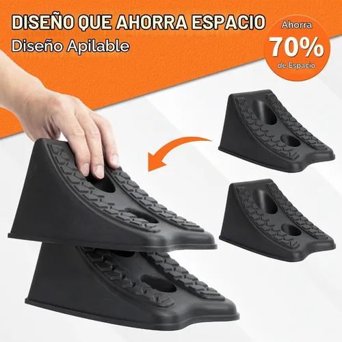 Vista 2 de TONDA Calzos de Rueda, Cuña de Rueda Resistente para Automóvil, Remolque de Viaje, RV - 8"×4.7"×4.7" - Paquete de 2, Negro