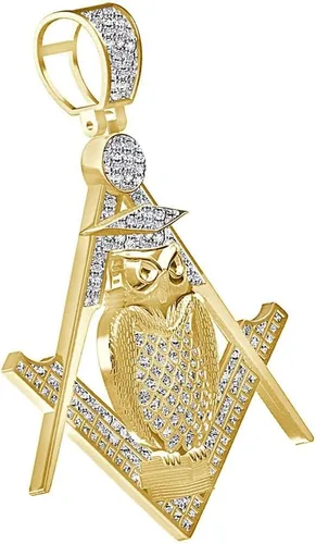 Vista 3 de Dije de brújula masónica G de 060 quilates en oro de 10 quilates con dije personalizado cadena de 25 pulgadas