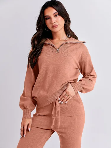 Vista 9 de ANRABESS Conjunto de dos piezas para mujer, suéter de manga larga y pantalones con cordón