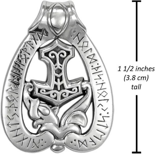 Vista 3 de Dryad Design Norse Pagan Jewelry - Colgante de martillo Thors Mjolnir de plata de ley para hombre o mujer, Plata esterlina, No es una piedra preciosa