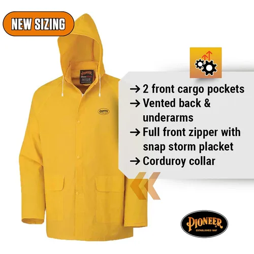 Vista 4 de Pioneer 577U Traje para lluvia de PVC, talla pequeña, color amarillo