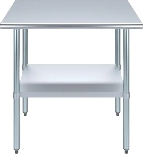 Vista 4 de Mesa de trabajo de acero inoxidable, mesa de metal