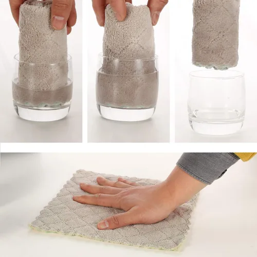 Vista 3 de kimteny Paquete de 12 Paños de Cocina, Paños de Cocina Premium de 10x10 Pulgadas, Toallas de Cocina Súper Absorbentes de Terciopelo Coral Paños