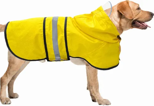 Vista 29 de Impermeable para Perros Resistente al Agua Reflectante - Poncho Ligero Transpirable con Capucha Abrigo Chaqueta de Lluvia con Correa Ajustable
