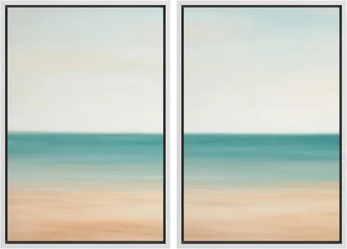 Vista 18 de Ashbrook - Set de arte de pared en lienzo enmarcado, tonos orgánicos de la tierra en beige y marrón con ilustraciones de trazos circulares, arte