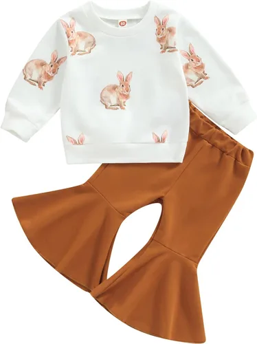 Vista 22 de Kaipiclos Ropa occidental para bebé niña, con lindo estampado con volantes, manga larga, pantalones para otoño e invierno, trajes de vaquera