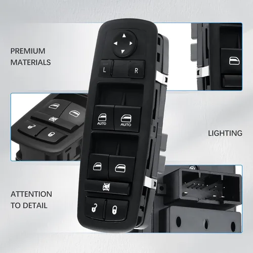 Vista 3 de Interruptor de control de ventana eléctrica Lado del conductor delantero 11 pines Compatible con Dodge Durango 2011-2013, Jeep Grand Cherokee