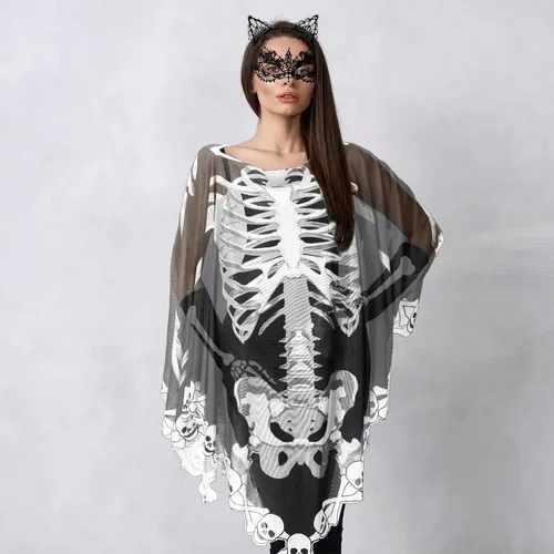 Vista 4 de Eurzom Traje de esqueleto de Halloween de 18 piezas para guantes de hueso, calcetines, orejas de gato, diadema, máscara de ojos, tatuajes faciales