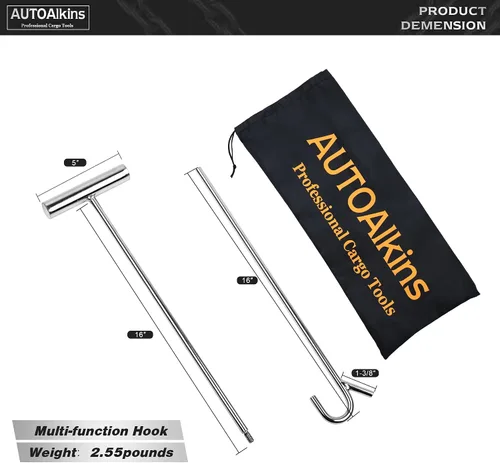 Vista 3 de Extractor de pasador de quinta rueda resistente, gancho de extractor de quinta rueda chapado en cromo de acero macizo de 32 pulgadas, 1 paquete