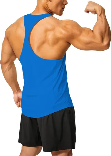 Vista 4 de DEMOZU Camiseta sin mangas para hombre con espalda en Y para culturismo, entrenamiento muscular, atletismo, correr, gimnasio