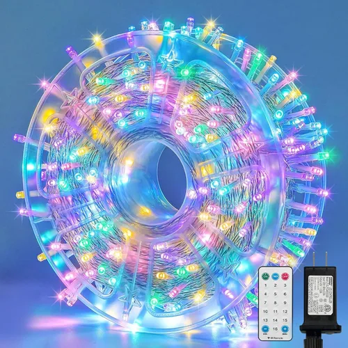 Vista 11 de Guirnalda de 100 luces LED de Pascua de 33 pies enchufables, multicolor pastel, 16 modos de luces parpadeantes, guirnalda de luces impermeables