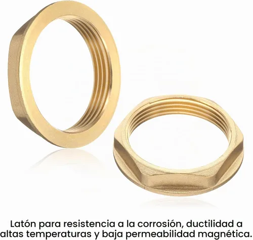 Vista 4 de uxcell Tuercas de bloqueo de latón, G1-1/2 "-11 tuerca hexagonal hembra, brida de un solo orificio grifo tuerca de bloqueo con arandela de silicona