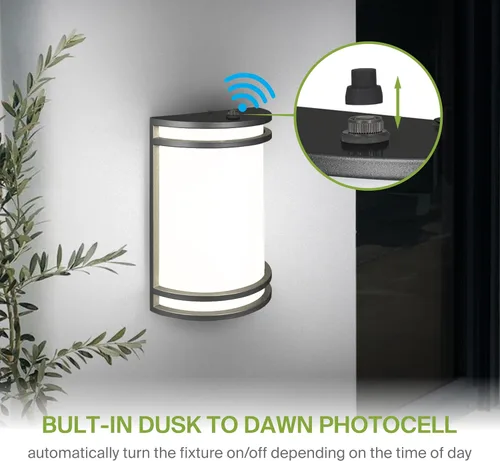 Vista 3 de ASD - Aplique de pared LED para exteriores, del atardecer al amanecer Fotocélula negra