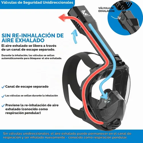 Vista 2 de Khroom Full Face Snorkel Mask for Adults, CO2 Safe, Anti-Fog, 180° View Blanco Meshbag