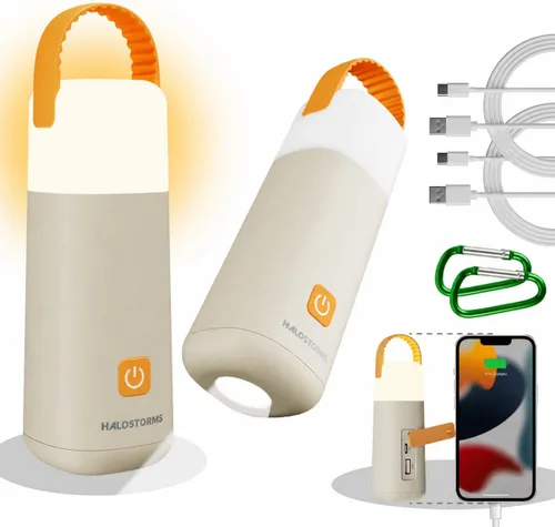 Vista 8 de Linterna de campamento, linterna recargable de 350 horas de tiempo de funcionamiento, linterna de 3200 mAh con 4 modos, luz impermeable para tienda